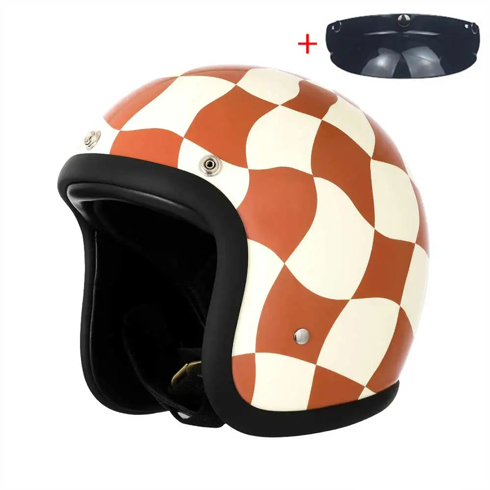 Vintage Open-Face Motorcycle Helmet with DOT & ECE Certification
