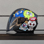 Topi keledar separuh serbaguna dengan sistem dwi-lensa