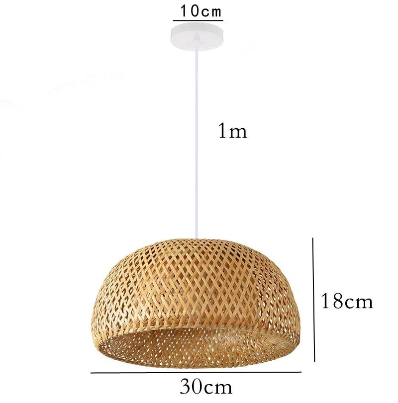 KiraBamboo strikket pendellampe kinesisk-inspireret håndlavet