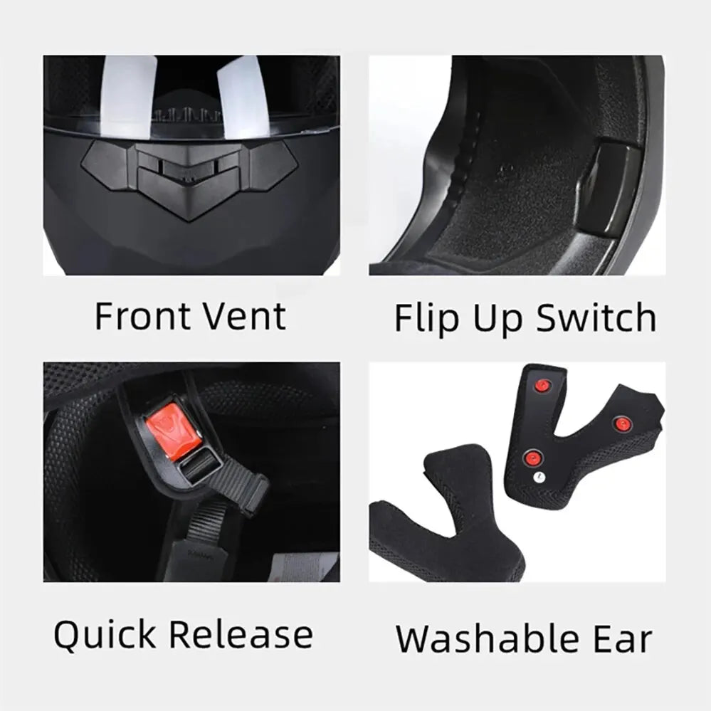 Flip-Up Modular Motorcycle Helmet for Comfortable Commuting