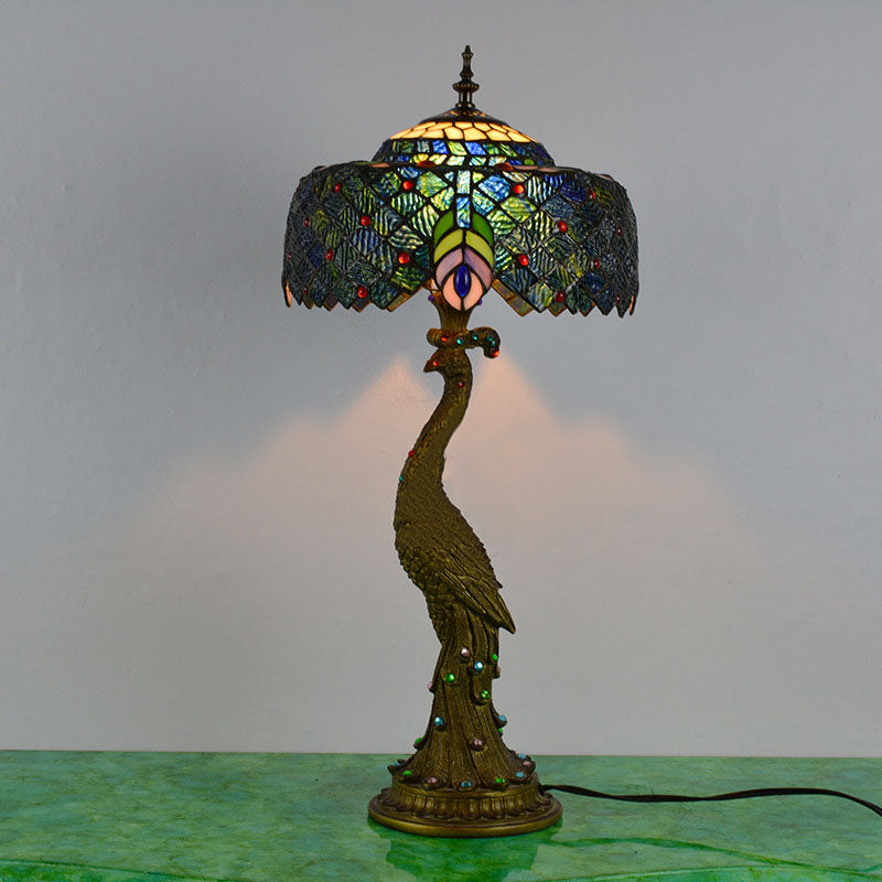 Aurena Tiffany-Style Table Lamp With Colorful Dome Shade