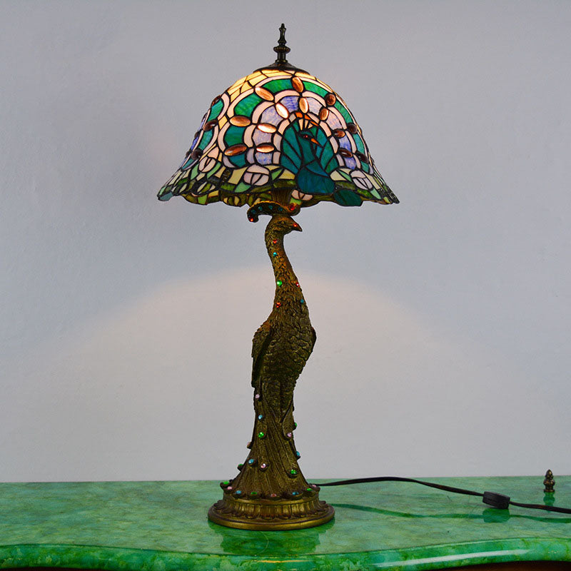 Aurena Tiffany-Style Table Lamp With Colorful Dome Shade