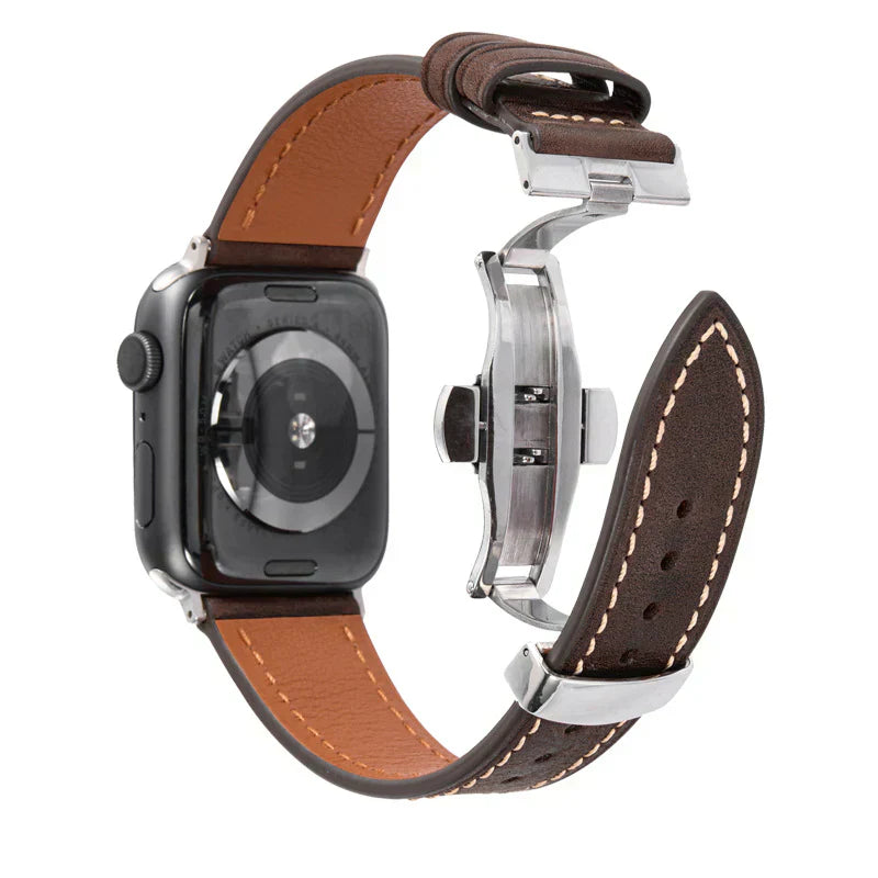 Luxevo Leather Band With Butterfly Clasp for Apple Watch | Petprovac