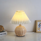 RattaLume Nordic LED Table Lamp | Woven Rattan & Foldable Fabric Shade | Mood Light | Decor for the Bedroom