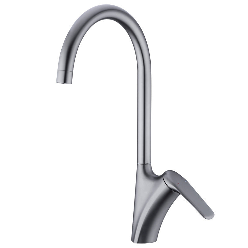 Brushed Deck-Mounted Kitchen Mixer Tap With Swivel Spout | Petprovac