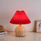 RattaLume Nordic LED Table Lamp | Woven Rattan & Foldable Fabric Shade | Mood Light | Decor for the Bedroom