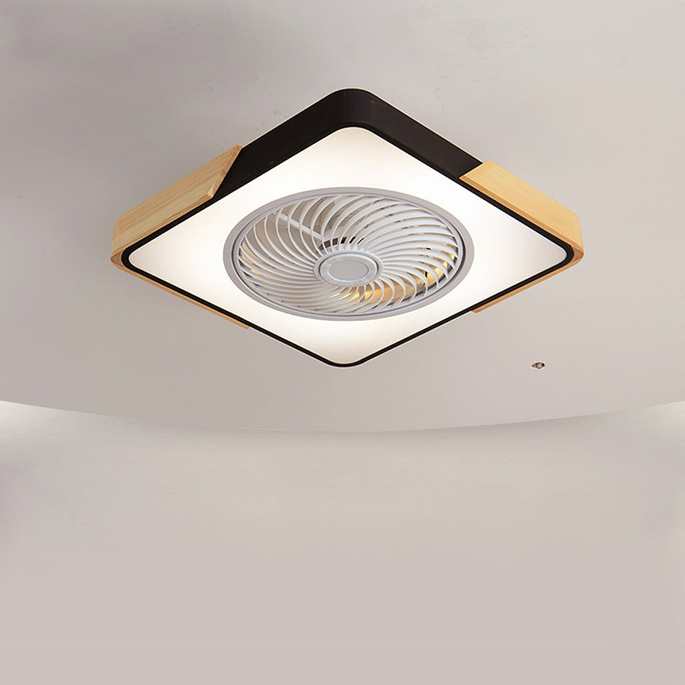 Ventilador de techo Boreal Timber con luz LED de bajo consumo y aspas de madera