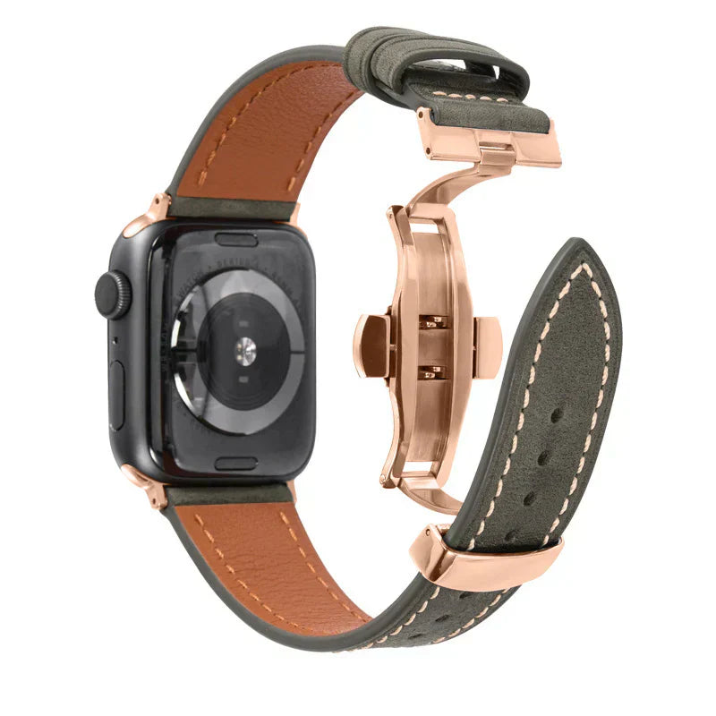 Luxevo Leather Band With Butterfly Clasp for Apple Watch | Petprovac