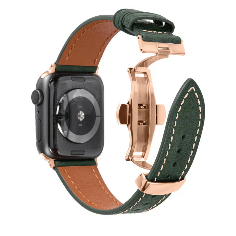 Luxevo Leather Band With Butterfly Clasp for Apple Watch | Petprovac