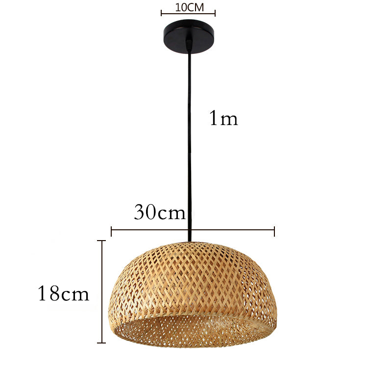 KiraBamboo strikket pendellampe kinesisk-inspireret håndlavet