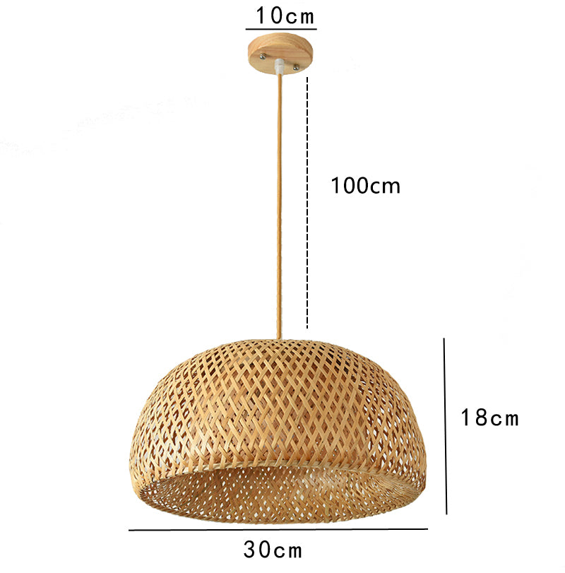 KiraBamboo strikket pendellampe kinesisk-inspireret håndlavet