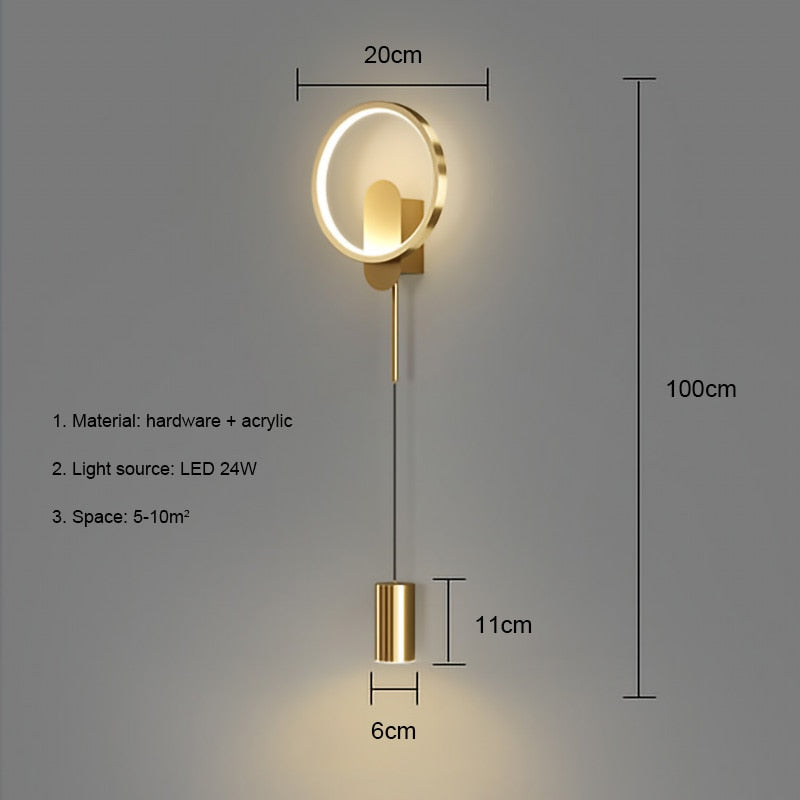 Luz de Pared Moderna NovaGlow Nordic Gold con LED de 24W