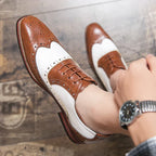 Men's Luxury Shoes Brogue Lace-up Casual British Style Contrast Color Oxford Office