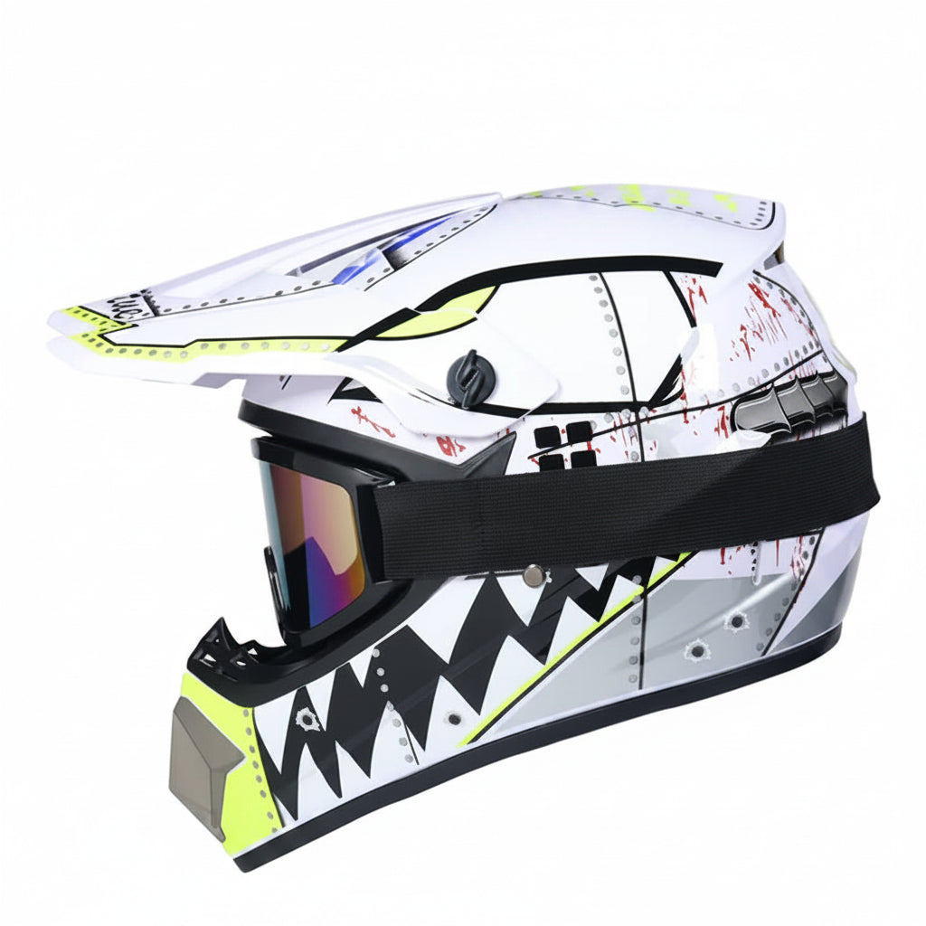 Topi keledar Motokros Remaja Bertauliah DOT dengan Cermin Mata