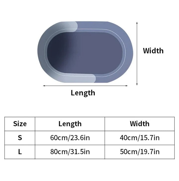 حصيرة حمام DryGuard غير قابلة للانزلاق مع تجفيف سريع وامتصاص عالي للحفاظ على الأرضيات جافة