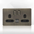 Antikk bronse metall veggkontakt med USB-ladeport