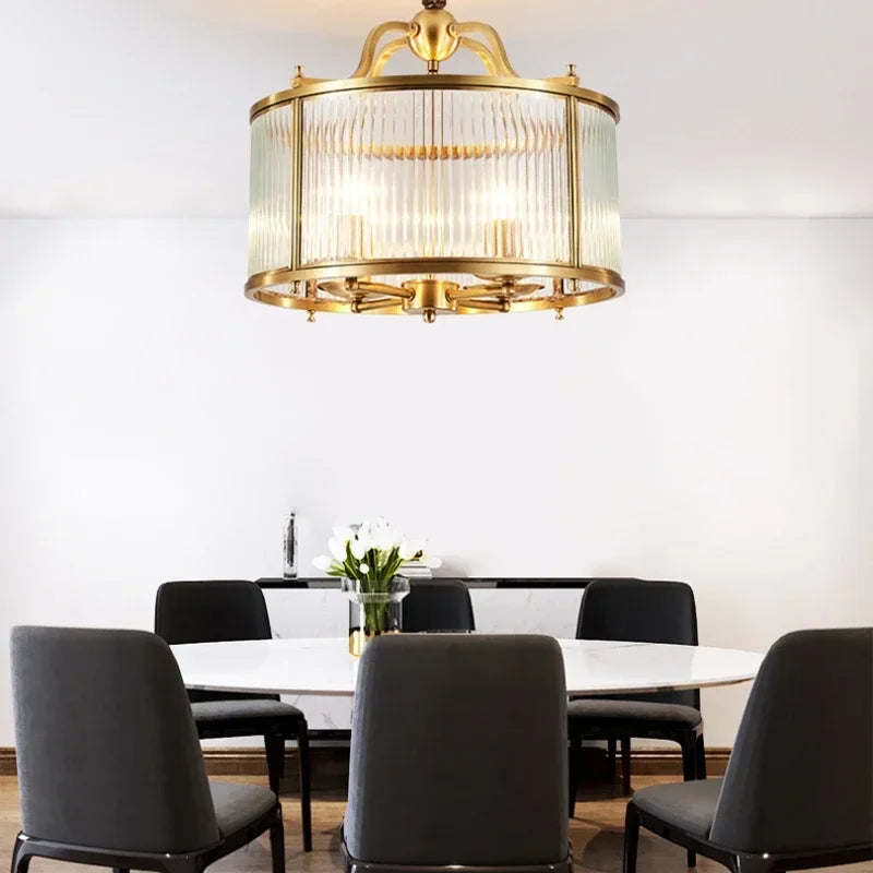 Lampadario in vetro dorato Elowen