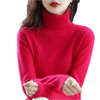 AuroraWeave 100% カシミヤ タートルネック レディース 秋用ニット