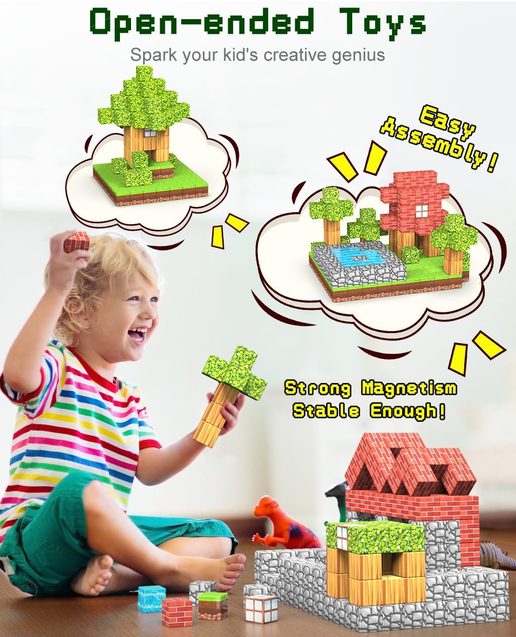 Set di Blocchi Magnetici STEM per Bambini Kit di Apprendimento Creativo
