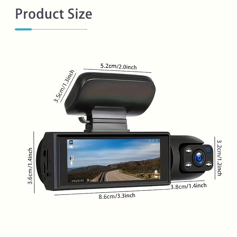 Dash cam WiFi 1080P con doppie lenti anteriori e cabina