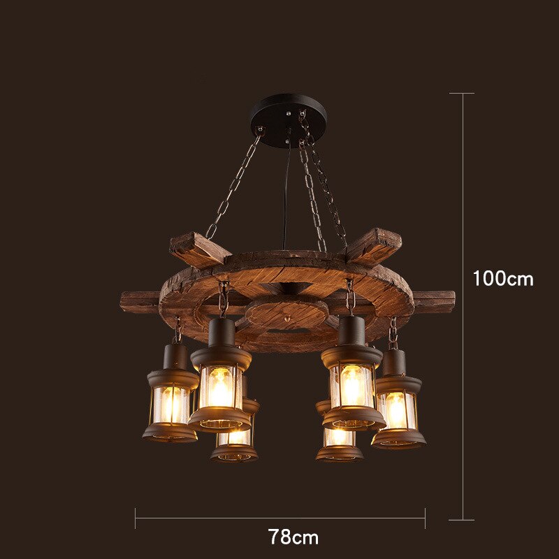Vintage industriel træ LED loftslampe | Petprovac