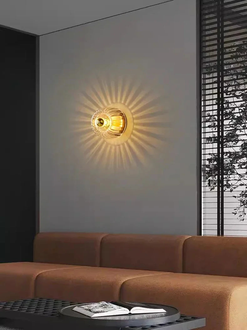 Skjold Nordic Bauhaus Wall Light In Glass Metal Finish