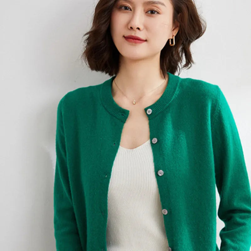 Lyria kašmírový kardigan měkký pletený na jaro a podzim