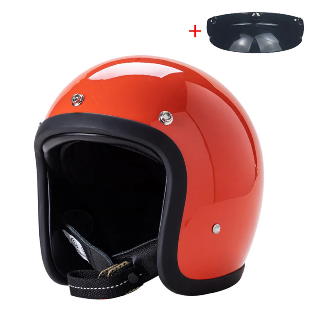 Vintage Open-Face Motorcycle Helmet with DOT & ECE Certification