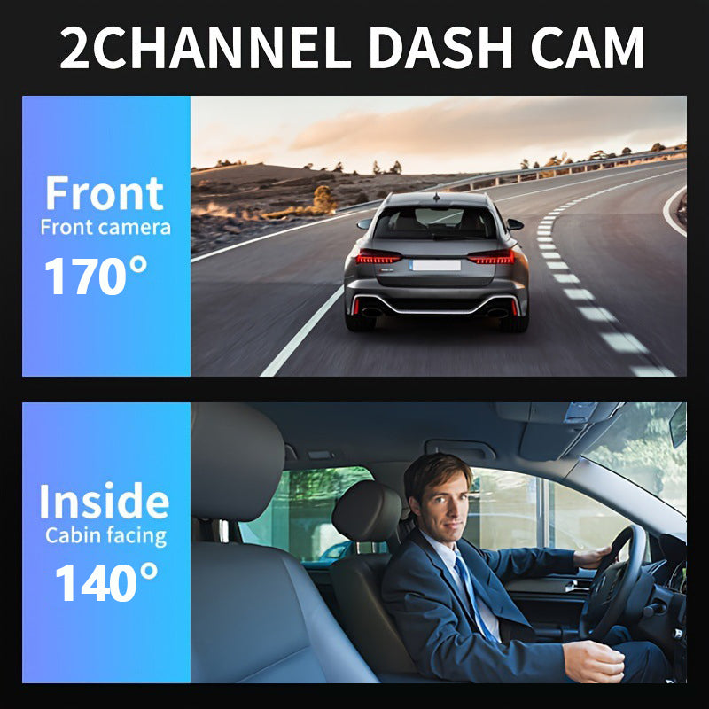 Dash cam WiFi 1080P con doppie lenti anteriori e cabina