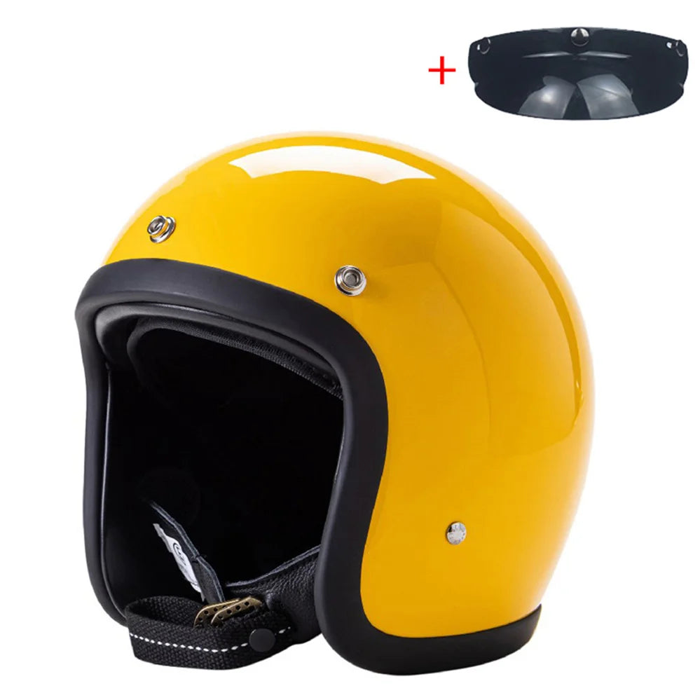 Vintage Open-Face Motorcycle Helmet with DOT & ECE Certification