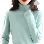 AuroraWeave 100% カシミヤ タートルネック レディース 秋用ニット