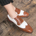 Men's Luxury Shoes Brogue Lace-up Casual British Style Contrast Color Oxford Office