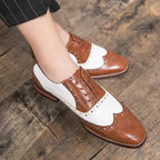Men's Luxury Shoes Brogue Lace-up Casual British Style Contrast Color Oxford Office