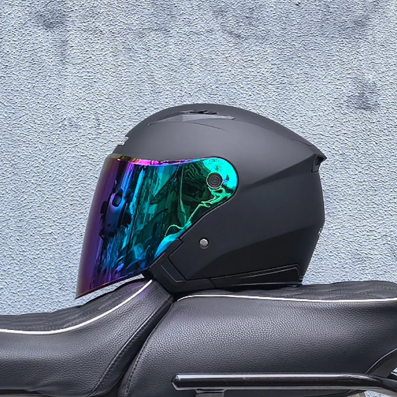 Lightweight 3/4 Motorcycle Helmet with Dual Visor