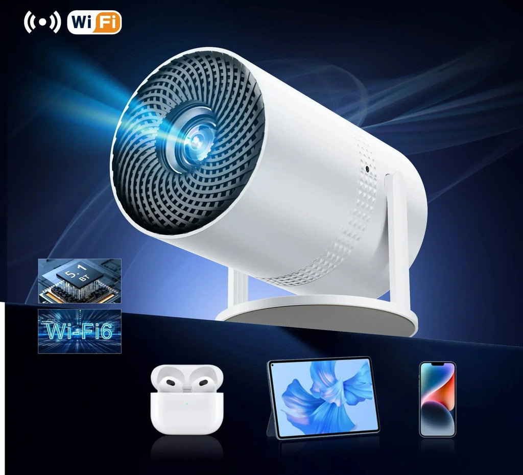 Clevora P300 ミニポータブルプロジェクター | 4K/8K ビデオデコーディング、720p HD、Android 11、Wi-Fi、Bluetooth 5.1