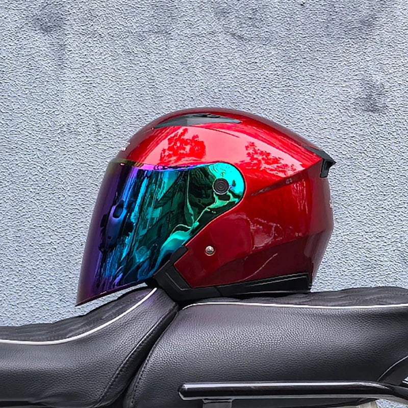 Lightweight 3/4 Motorcycle Helmet with Dual Visor