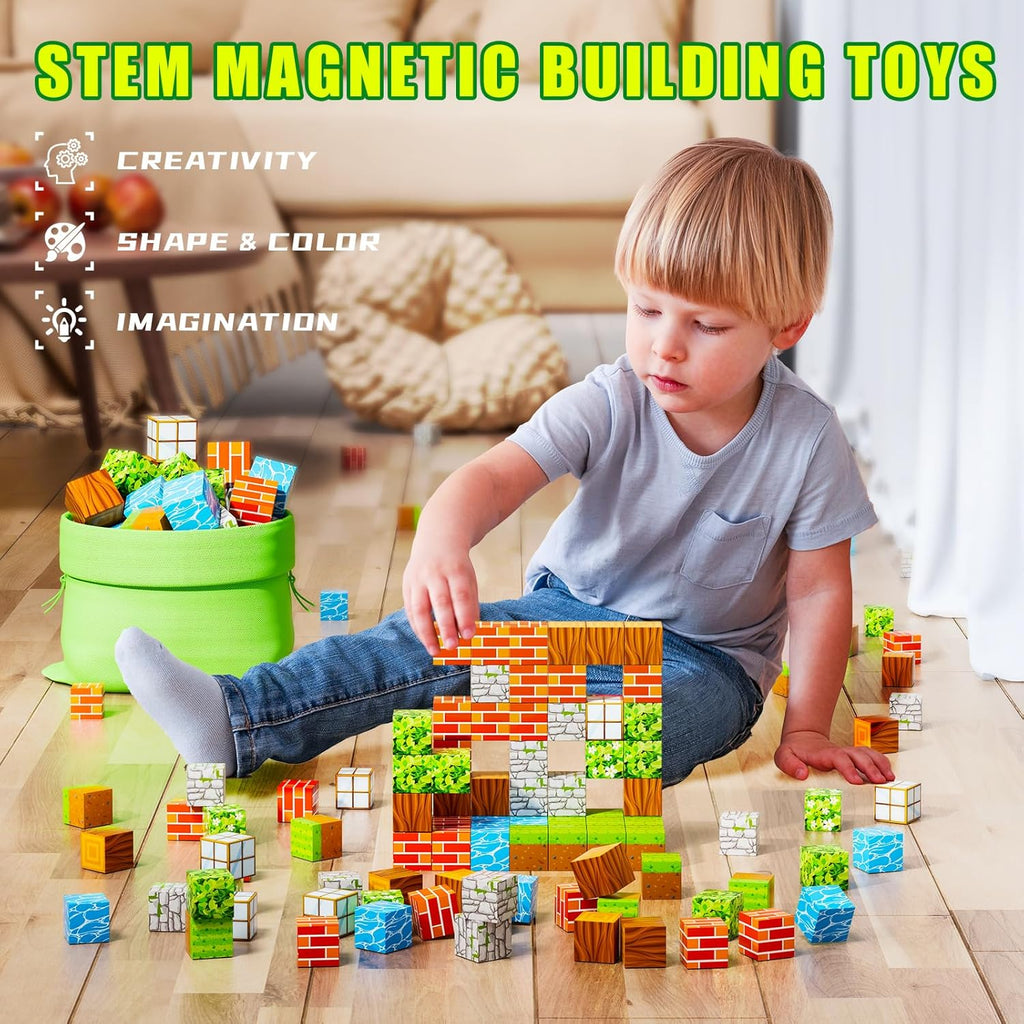 Set di Blocchi Magnetici STEM per Bambini Kit di Apprendimento Creativo