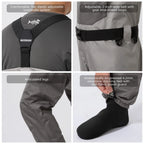 Waders de pêche à la mouche respirants pour homme avec pied en chaussette et fermeture éclair étanche