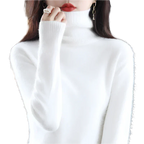 AuroraWeave 100% カシミヤ タートルネック レディース 秋用ニット