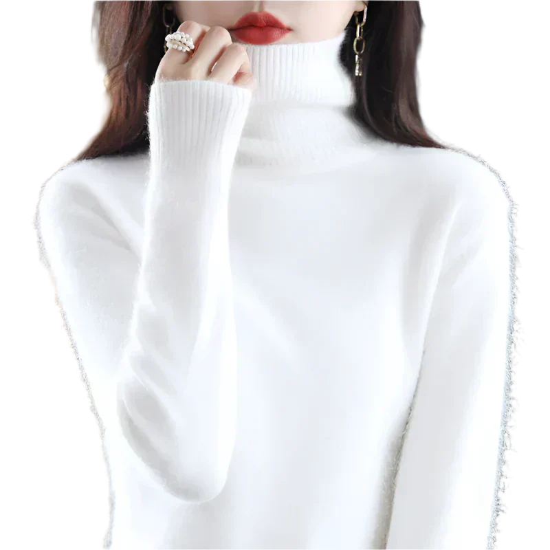 AuroraWeave 100% カシミヤ タートルネック レディース 秋用ニット