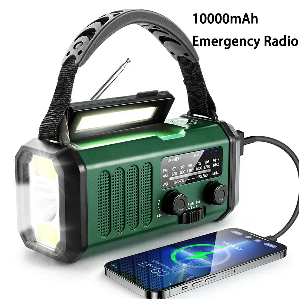 Radio solare Signa 10000mAh con manovella e meteo NOAA per campeggiatori