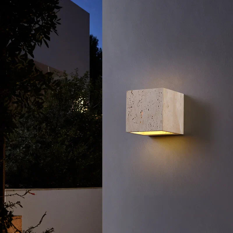 LumaStone Travertine Perforated Wall Sconce LED Lighting