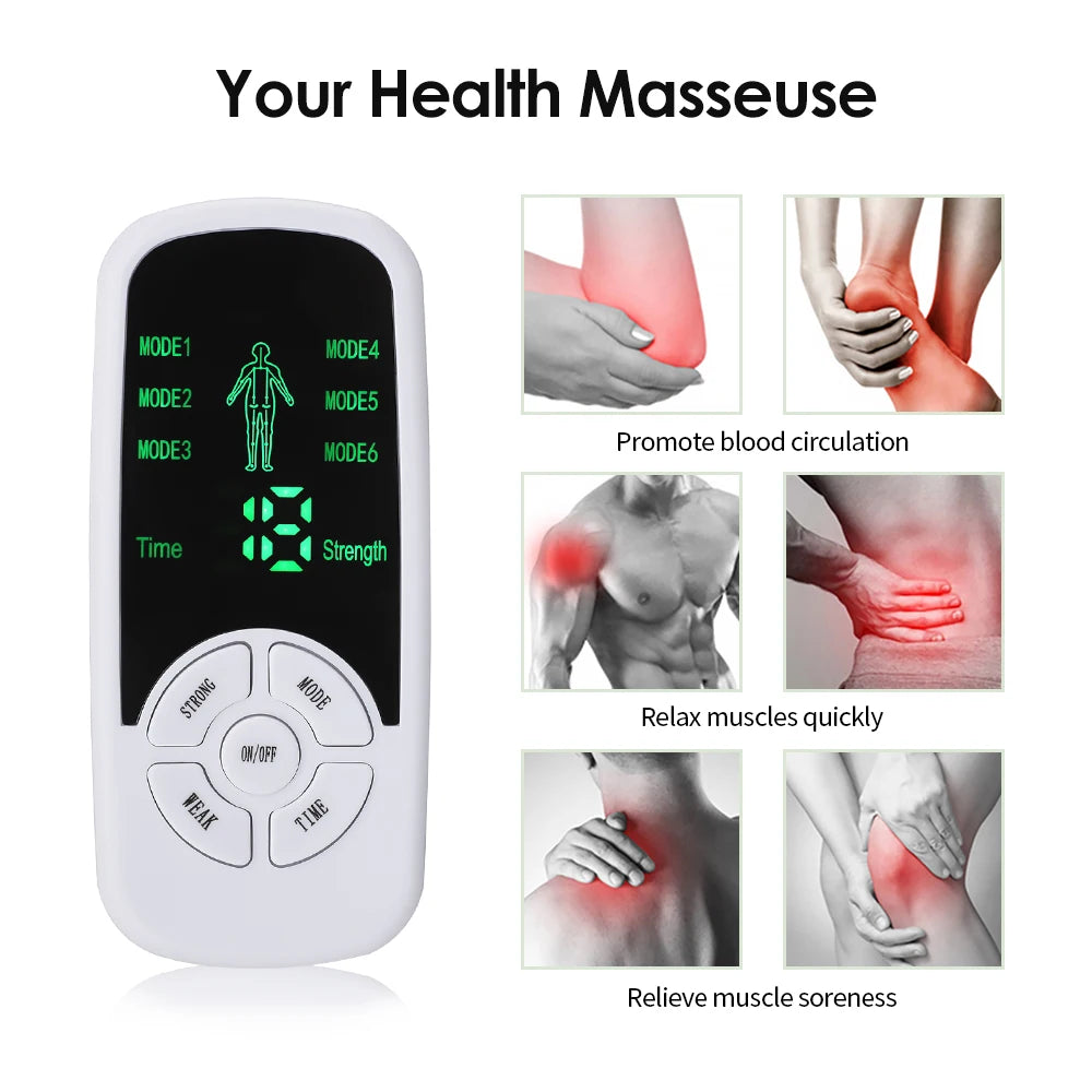 TENS stimulátor hat mód és tíz intenzitásszinttel testmasszázshoz és relaxációhoz