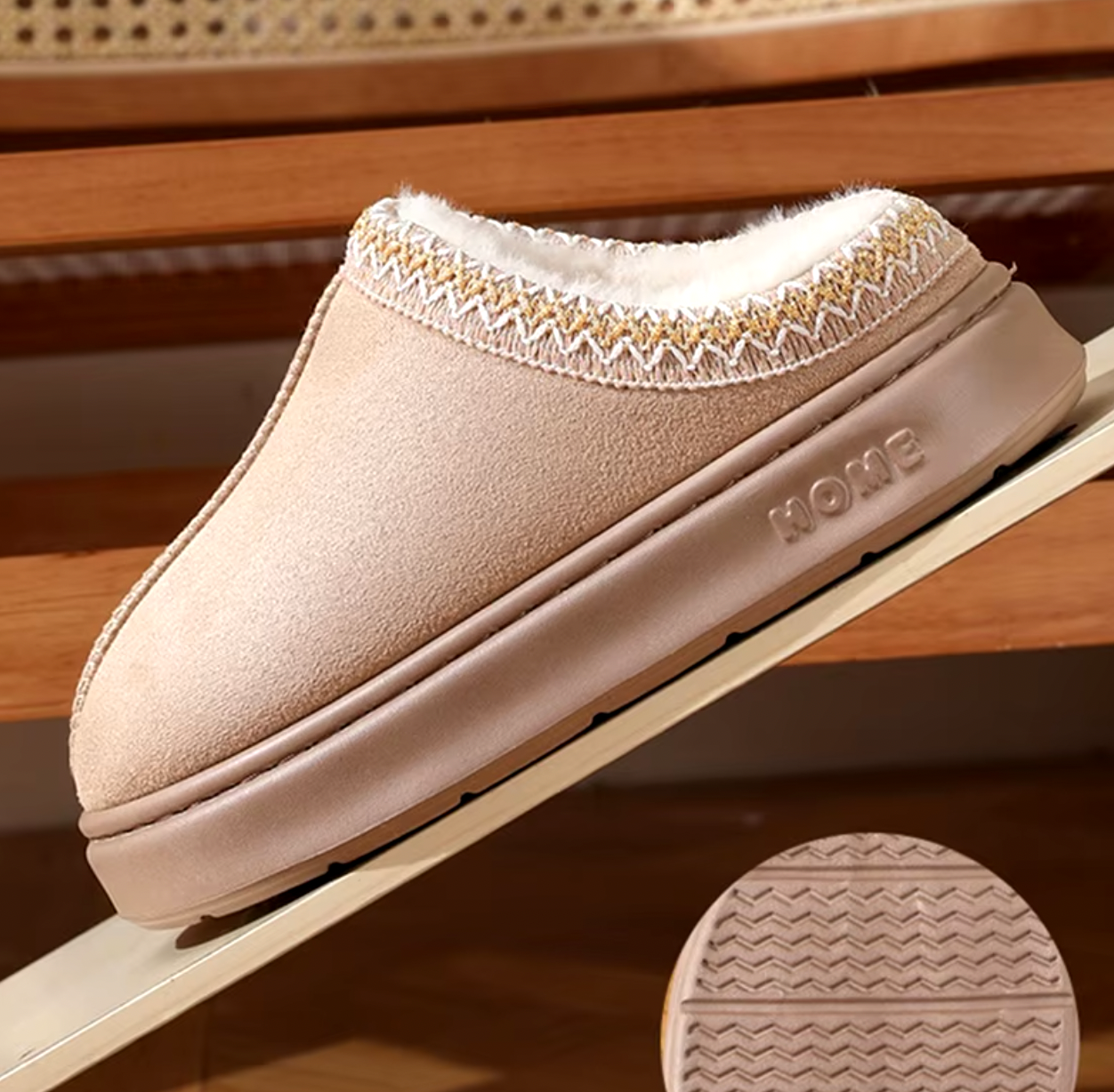 Zapatillas de piel de oveja forradas con lana para comodidad diaria en el hogar