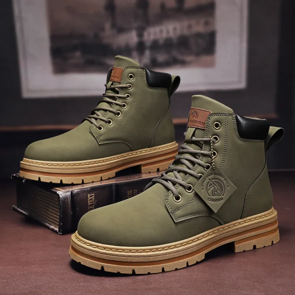 Comfortable Men's Lace-Up Boots – Leather Support Boots with Non-Slip Sole