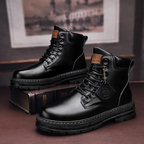 Comfortable Men's Lace-Up Boots – Leather Support Boots with Non-Slip Sole