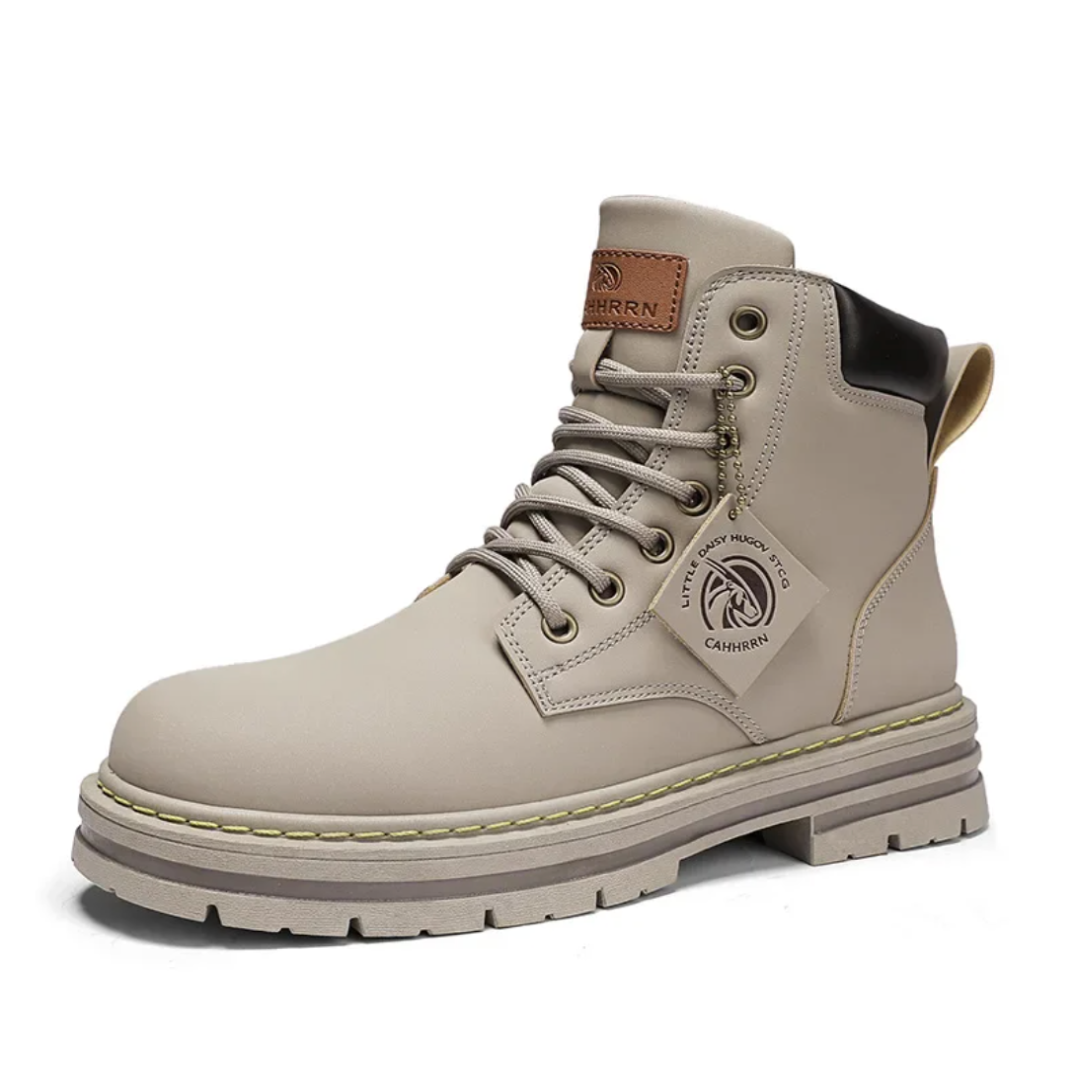 Comfortable Men's Lace-Up Boots – Leather Support Boots with Non-Slip Sole
