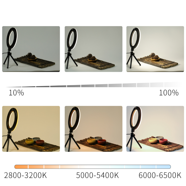 LumaPro 6 hüvelykes LED gyűrűlámpa állvánnyal YouTube élő közvetítéshez