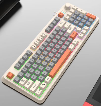 NexisKey 94-tasters RGB-tastatur med volumratt for PC/bærbar PC
