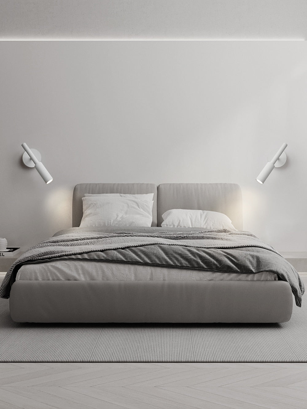 Lámpara de lectura de pared con brazo oscilante AuroraSwing en blanco y negro